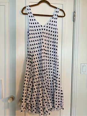 Papillon Blanc White Sleeveless Midi Dress with Polka Dots